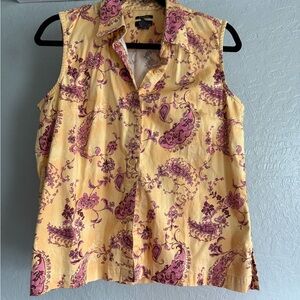 Izod Yellow and Pink Paisley Button Down Shirt